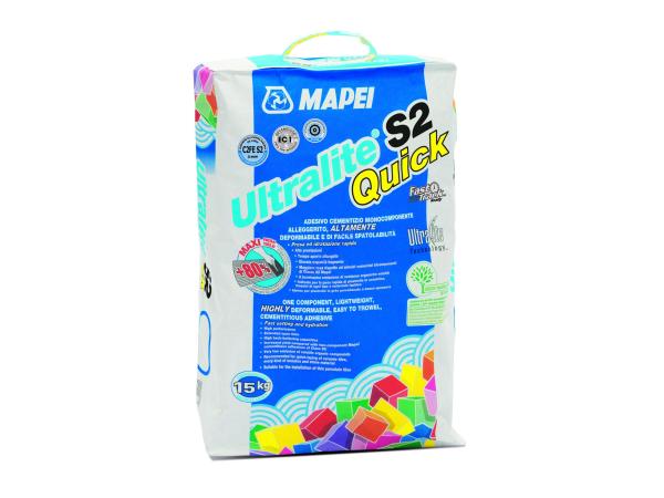Mapei Ultralite S2 Flex Quick – Gyorskötésű, könnyűsúlyú ragasztó nagy formátumú burkolólapokhoz Mapei Ultralite S2 Flex Quick – Gyorskötésű, könnyűsúlyú ragasztó nagy formátumú burkolólapokhoz